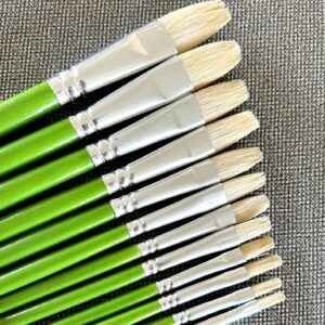Set of 12 Hog Hair Brushes (For Acrylic & Oil Painting)
