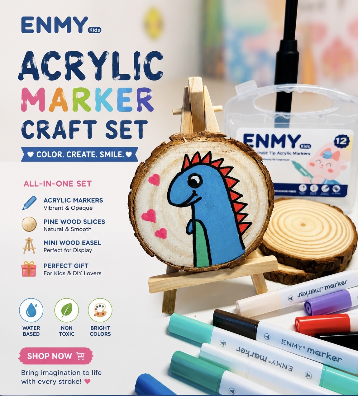 Acrylic Dual-Tip Marker Craft Set (12 Colors)