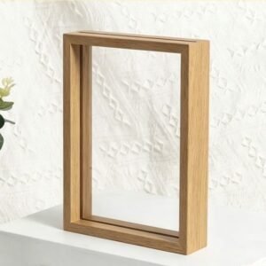Double-Sided Floating Acrylic Frame – Natural Wood Colour