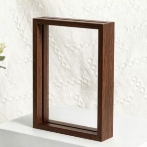 Double-Sided Floating Acrylic Frame – Walnut Colour