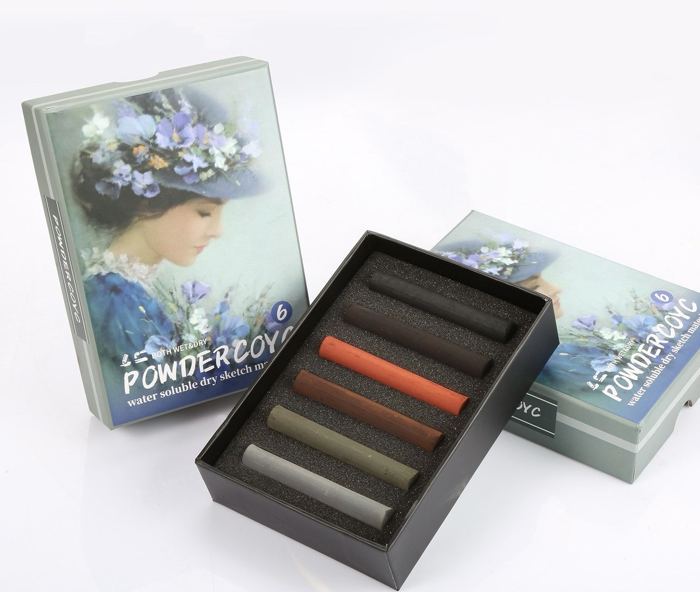 Water-Soluble Charcoal Sticks – 6 Colours