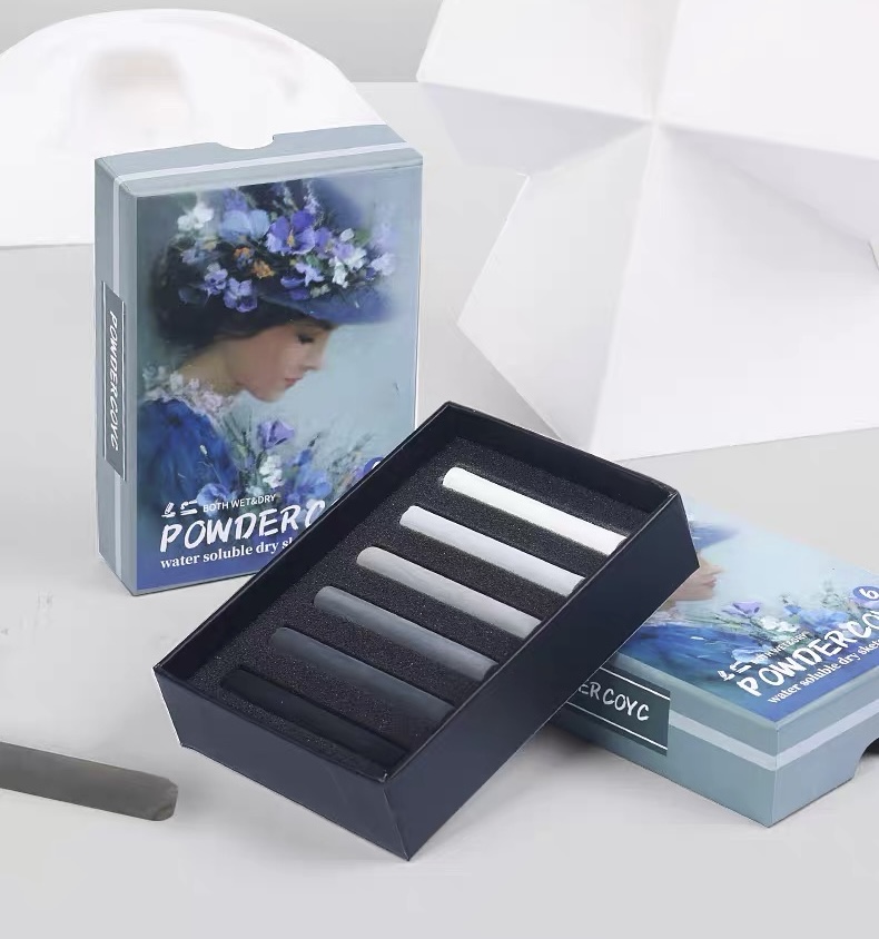 Water-Soluble Charcoal Sticks – 6 Colours